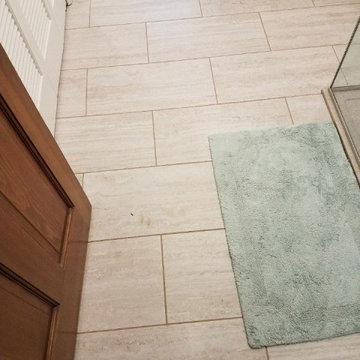 Bathroom Remodel with Glassed In Shower, Taj Mahal Vanity & Custom Cabinets