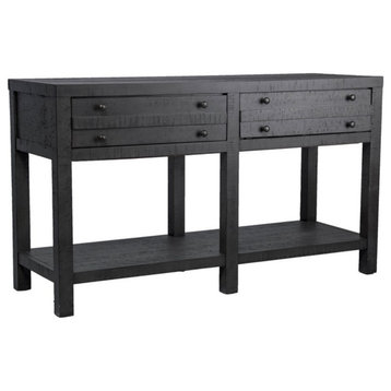 Traditional Rustic Gray Wood Console Table with Storage Drawers