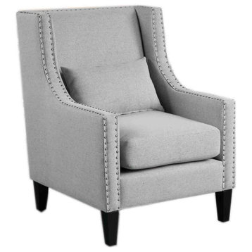 Best Master Furniture Glenn 20" Transitional Fabric Arm Chair in Light Gray