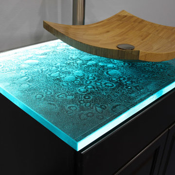 Glass countertops for bathroom vanities