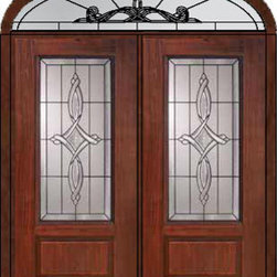 Prehung Transom Double Door 80 Fiberglass Marsais 3/4 Lite Glass - Front Doors