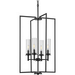 Progress Lighting - Kellwyn 4-Light Matte Black Clear Glass Transitional Foyer Pendant Light - Balance the best of modern and traditional with the Kellwyn Collection 4-Light Matte Black Clear Glass Transitional Foyer Pendant Light.