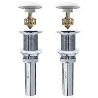 STYLISH Undermount Sink Pop-Up Drain with white ceramic cap & overflow, Set of 2