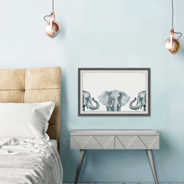 "Elephant Poses" Framed Painting Print