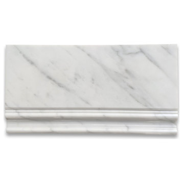 Carrara White Marble 6x12 Skirting Baseboard Trim Molding Polished, 1 piece