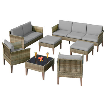 Isla 7-Piece Outdoor Conversation Set With Club Chairs, Loveseat, Stone