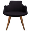 Dervish Wood Chair, Solid Beech Walnut Base, Black Leatherette