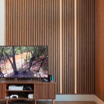 Natural Walnut Acoustic Slat Panel Accent Wall