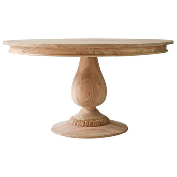 The Winnie Dining Table, 55”, Light Wood, Traditional, Round