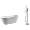 AKDY AK-ZF294 67" Euro Style White Acrylic Free Standing Bathtub With Faucet