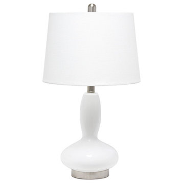 Elegant Designs Contemporary Curved Glass Table Lamp, White