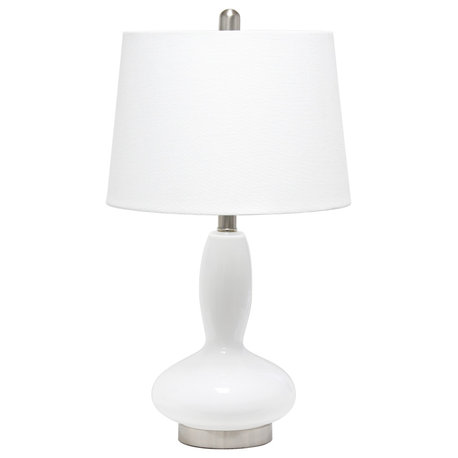 Elegant Designs Contemporary Curved Glass Table Lamp, White