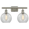 Athens 2-Light LED Bath Fixture, Brushed Satin Nickel, Glass: Clear