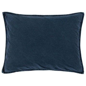 Stonewashed Cotton Canvas Pillow Sham, 21"x27", Denim, 1 Piece
