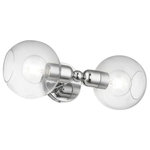 Livex Lighting - Downtown 2 Light Polished Chrome Sphere Vanity Sconce - Bring a refined lighting style to your bath area with this downtown collection two light vanity sconce. Shown in a polished chrome finish with clear sphere glass.