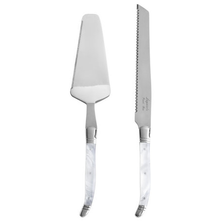 French Home Connoisseur Laguiole 2-Piece Pearl White Cake and Pie Server Set