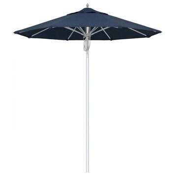 7.5' Patio Umbrella Silver Pole Fiberglass Rib Pulley Lift Sunbrella, Spectrum Indigo