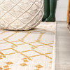 Ourika Moroccan Geometric Indoor/Outdoor Rug, Cream/Yellow, 8x10