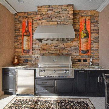 Transitional Style Fireplace, Summer Kitchen, & Concrete Cage
