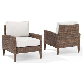 Capella 2-Piece Outdoor Wicker Chair Set Creme/Brown, 2 Armchairs