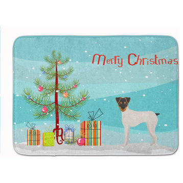 Japanese Terrier Christmas Tree Machine Washable Memory Foam Mat Doormats