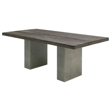 Modrest Renzo Modern Oak and Concrete Dining Table, Large