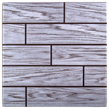 3D Gray Woodgrain Peel & Stick Wall Tiles, 11.8"x11.8", Gray, 6 Pieces