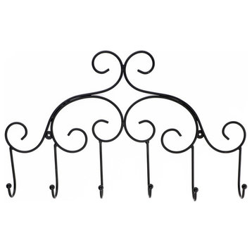 Traditional 20 in. L Black Hook Rail With 6 Hooks