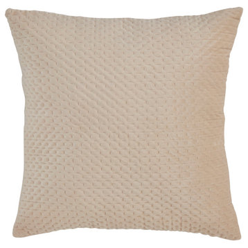 Poly Filled Pinsonic Velvet Throw Pillow, Natural
