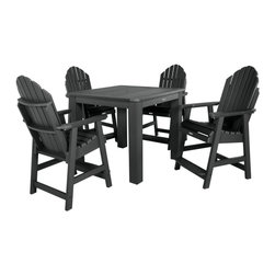 Highwood USA - Hamilton 5-Piece Square Counter-Height Dining Set, Black - Outdoor Dining Sets