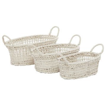 Modern White Cotton Fabric Storage Basket Set 560356