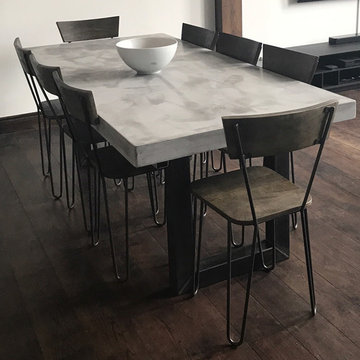 Extendable Light Grey Polished Micro Concrete Dining Table