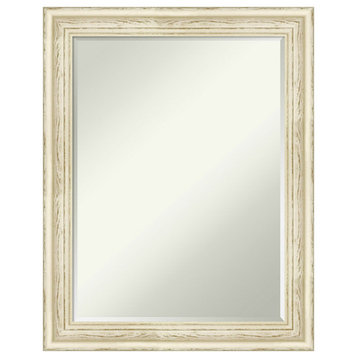 Country White Wash Petite Bevel Wood Wall Mirror 22.5 x 28.5 in.