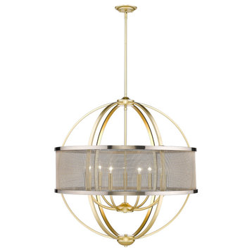 Colson 9 Light Chandelier, Olympic Gold With Pewter