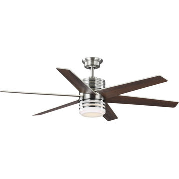 56" 6-Blade DC Motor Contemporary Ceiling Fan, Brushed Nickel