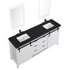 Eviva Dallas 84" White Barn Door Bathroom Vanity With Black Granite Top