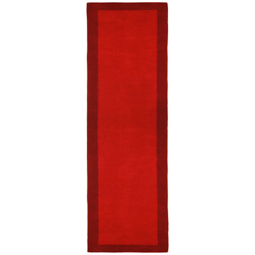 Red Border Rug, 2.5'x12' Runner