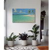 Original Tropical Beach and Ocean Painting with Turquoise Water and Palm Trees