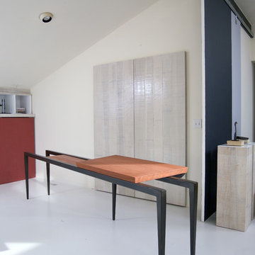 Blackened Steel & 2" Padauk Wood Desk
