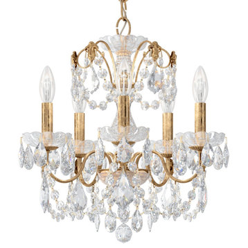 Century 5 Light Chandelier French Gold Clear Heritage Crystal