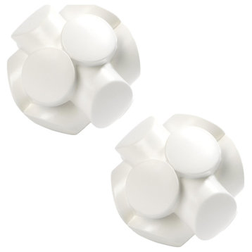 MidCentury Modern Cubist 8" White Decorative Ball Set of 2