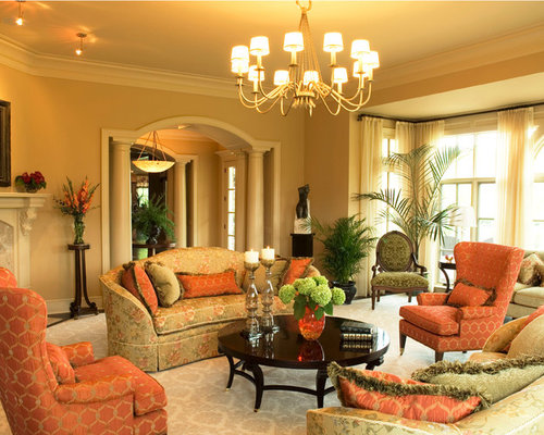 Peach Living Room | Houzz