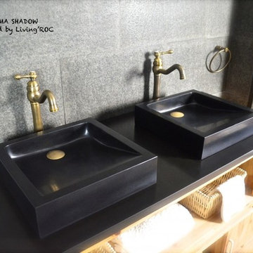 KIAMA SHADOW 16"x16" BLACK GRANITE VESSEL SINK