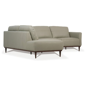 Acme Tampa Sectional Sofa With Pearl Gray Leather Finish 54970 Midcentury Sectional Sofas By Gwg Outlet Houzz