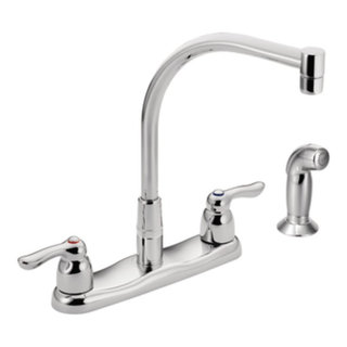 Moen 8799 Commercial Küchenarmatur – Chrom, 2-Griff, Hoher Auslauf, 1,5 Gpm