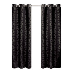 Royal Tradition - Virginia 2PC Blackout Weave Grommet Panels, Black, 74"x96" - Curtains