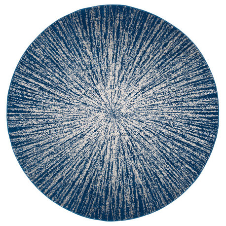 Safavieh Evoke Collection EVK228 Rug, Navy/Ivory, 8' Round