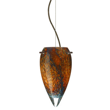 Juli 1-Light Pendant Lighting, Brushed Bronze, Ceylon Glass, LED