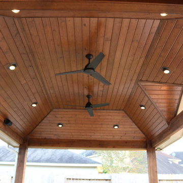 Patio Cover and Pool with Spa and Fire Feature in Long Meadow Farms, Richmond TX