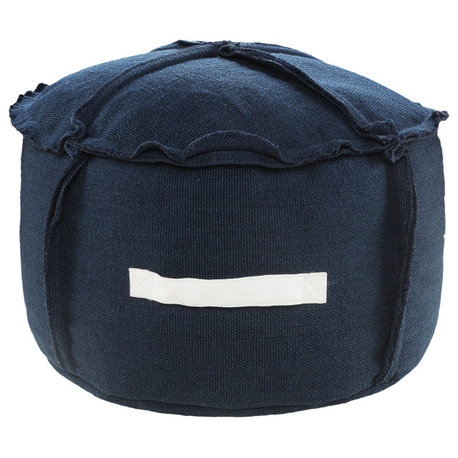 Solid Textured Indoor Outdoor Pouf with Handles